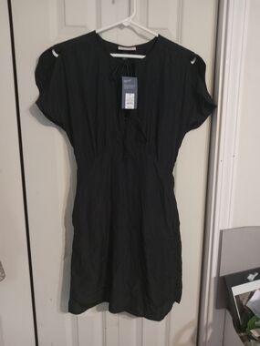 Universal Thread Black Short-Sleeve Tie-Front Mini Dress